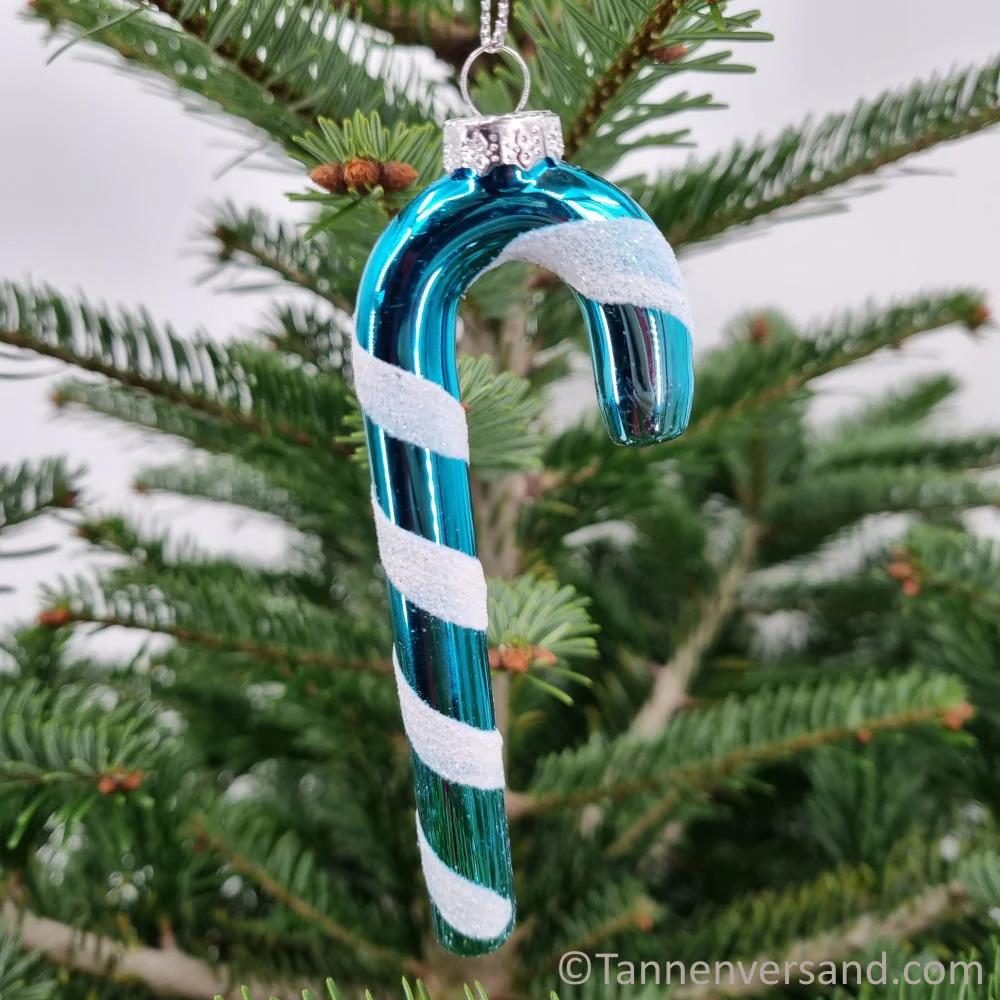 Anhänger Zuckerstange Candy aus Glas Blau Weiß Glanz 11 cm - Image 2