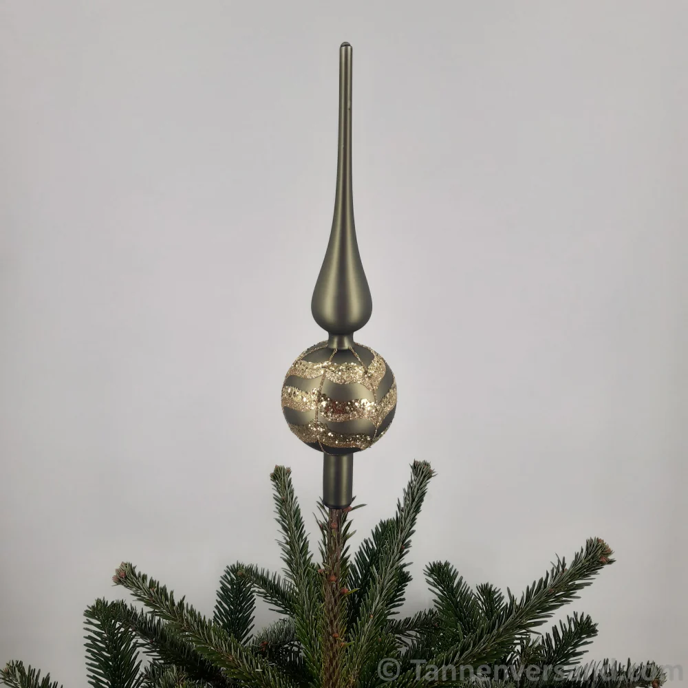 Baumspitze aus Glas Moosgrün Gold Matt 31 cm - Image 2
