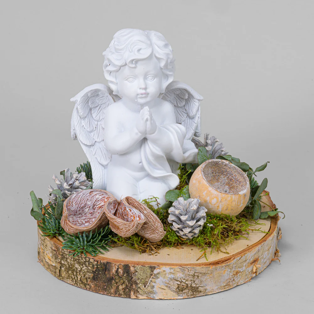 Grableger mit betendem Engel auf Holzscheibe - Image 2
