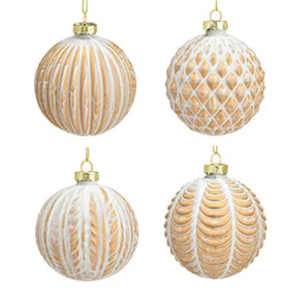 Weihnachtskugel aus Glas Champagner 8 cm 12er Set
