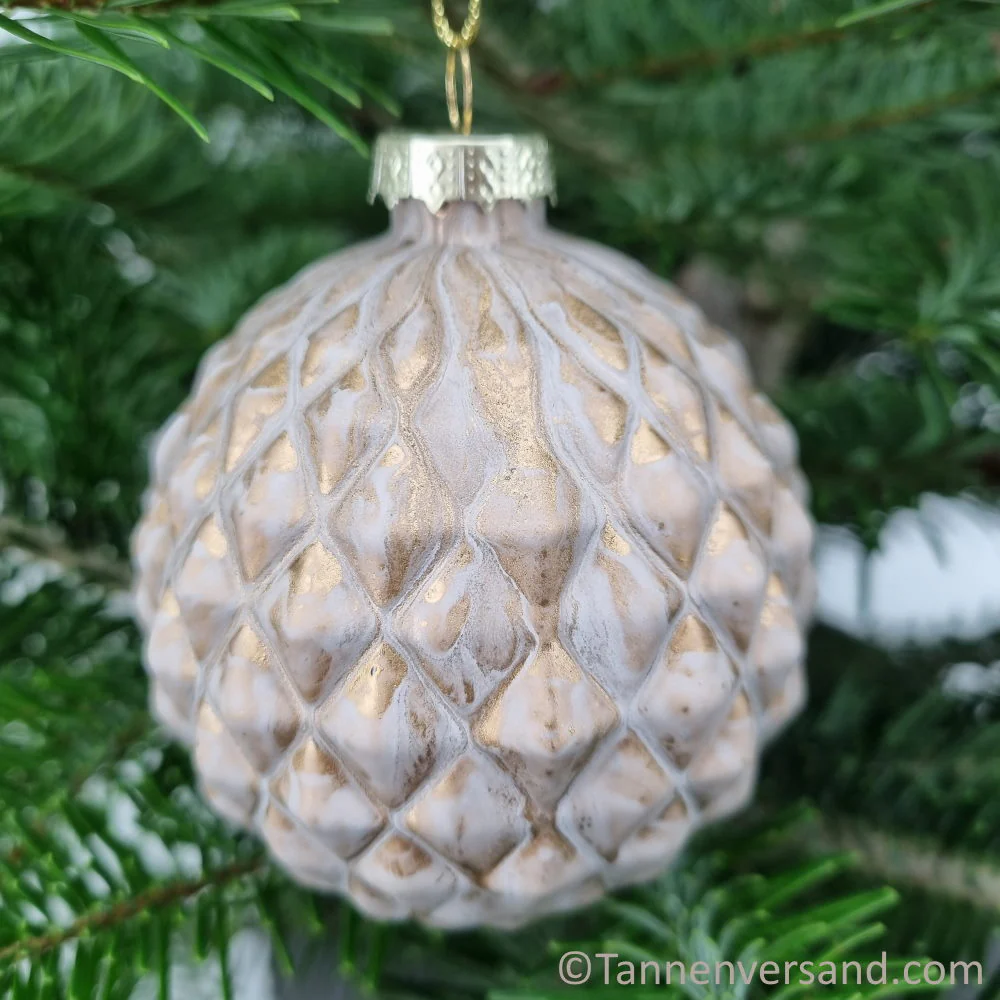 Weihnachtskugel aus Glas Champagner 8 cm 12er Set - Image 5
