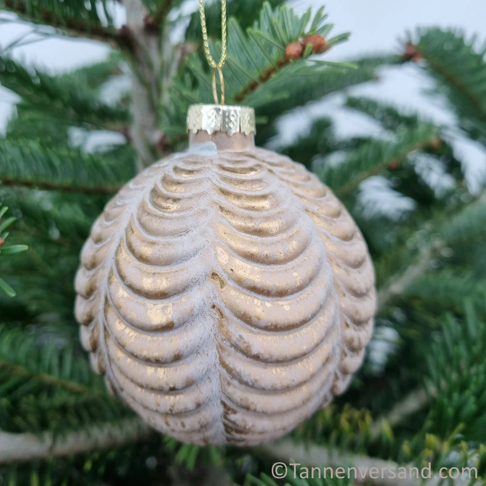 Weihnachtskugel aus Glas Champagner 8 cm 12er Set - Image 7