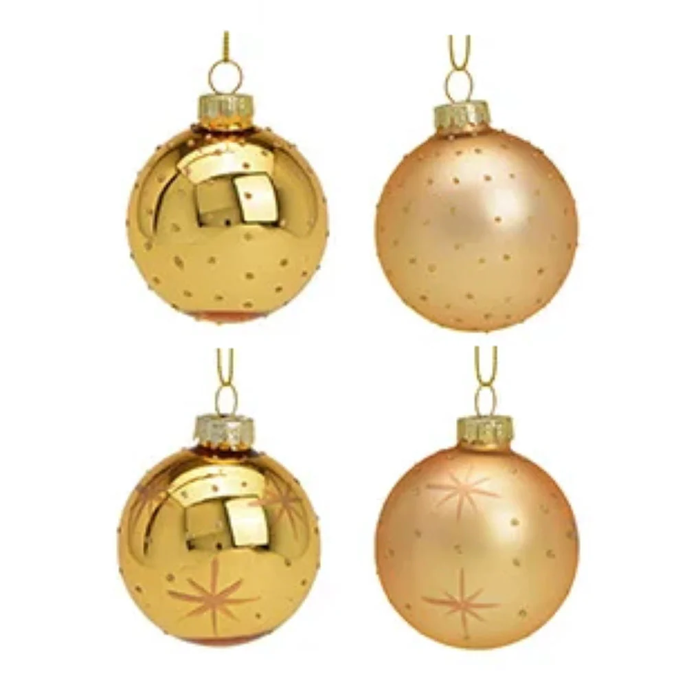 Weihnachtskugel aus Glas Gold 6 cm 12er Set