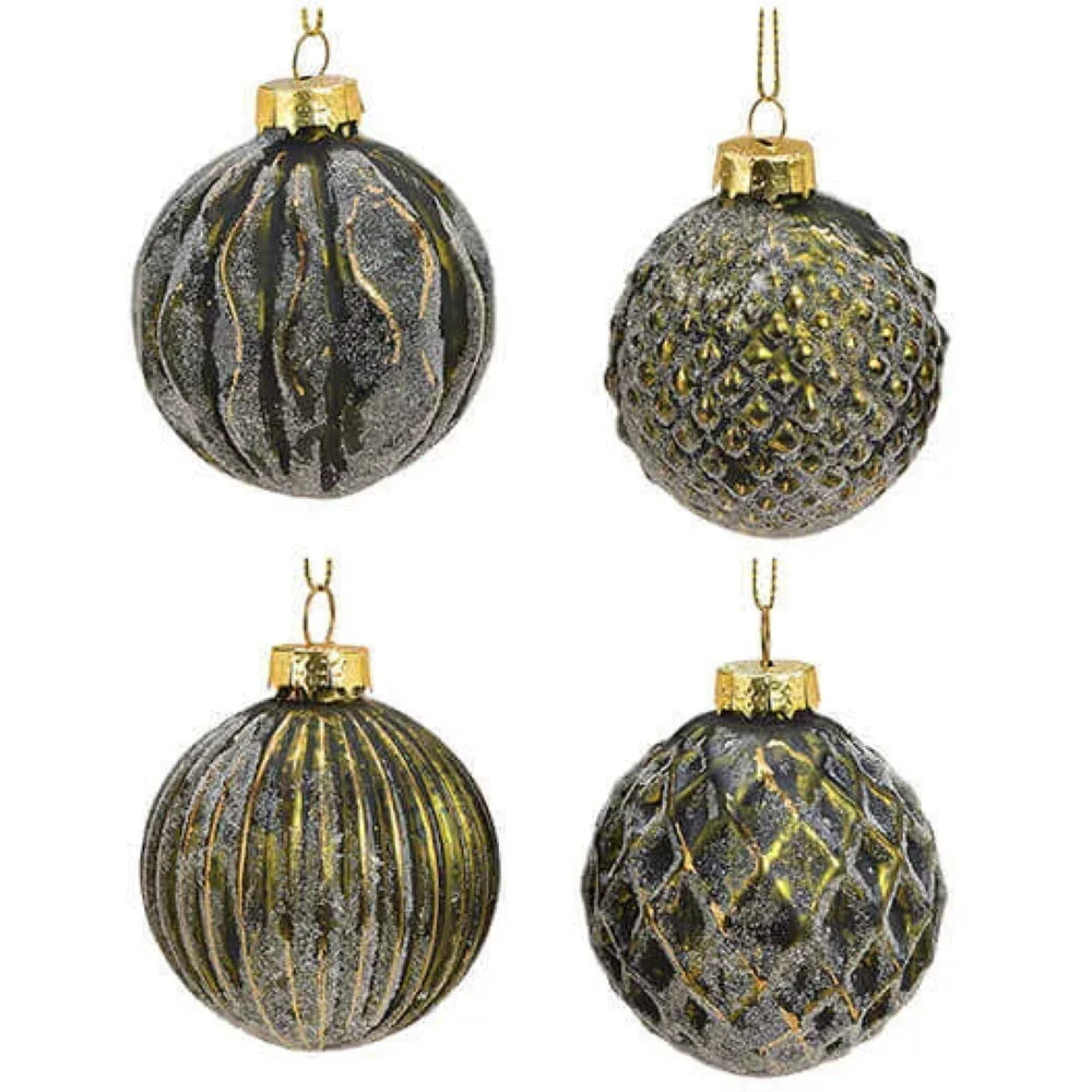 Weihnachtskugel aus Glas Grün Gold 6 cm 12er Set