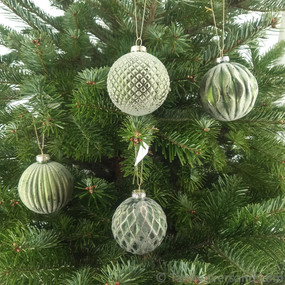 Weihnachtskugel aus Glas Grün Gold 8 cm 12er Set - Image 2