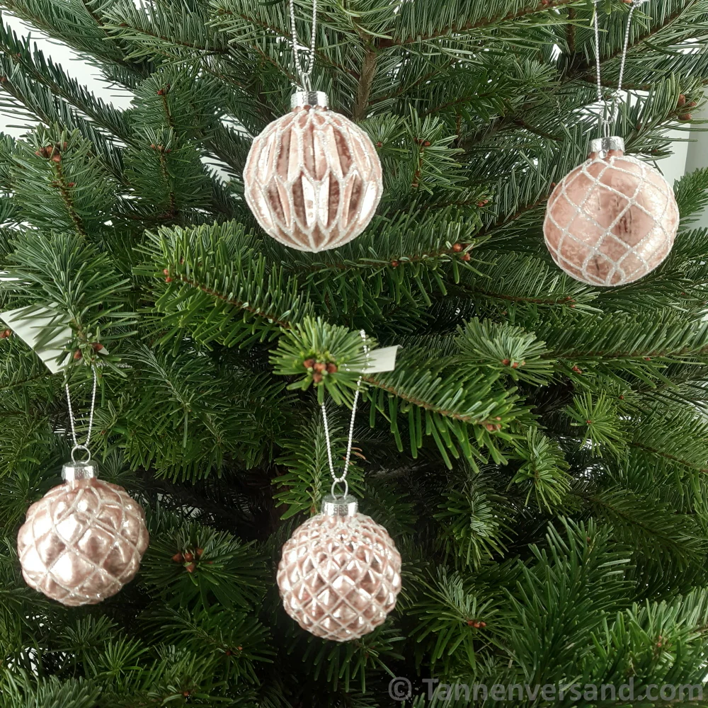 Weihnachtskugel aus Glas Pink Silber 6 cm 12er Set - Image 2