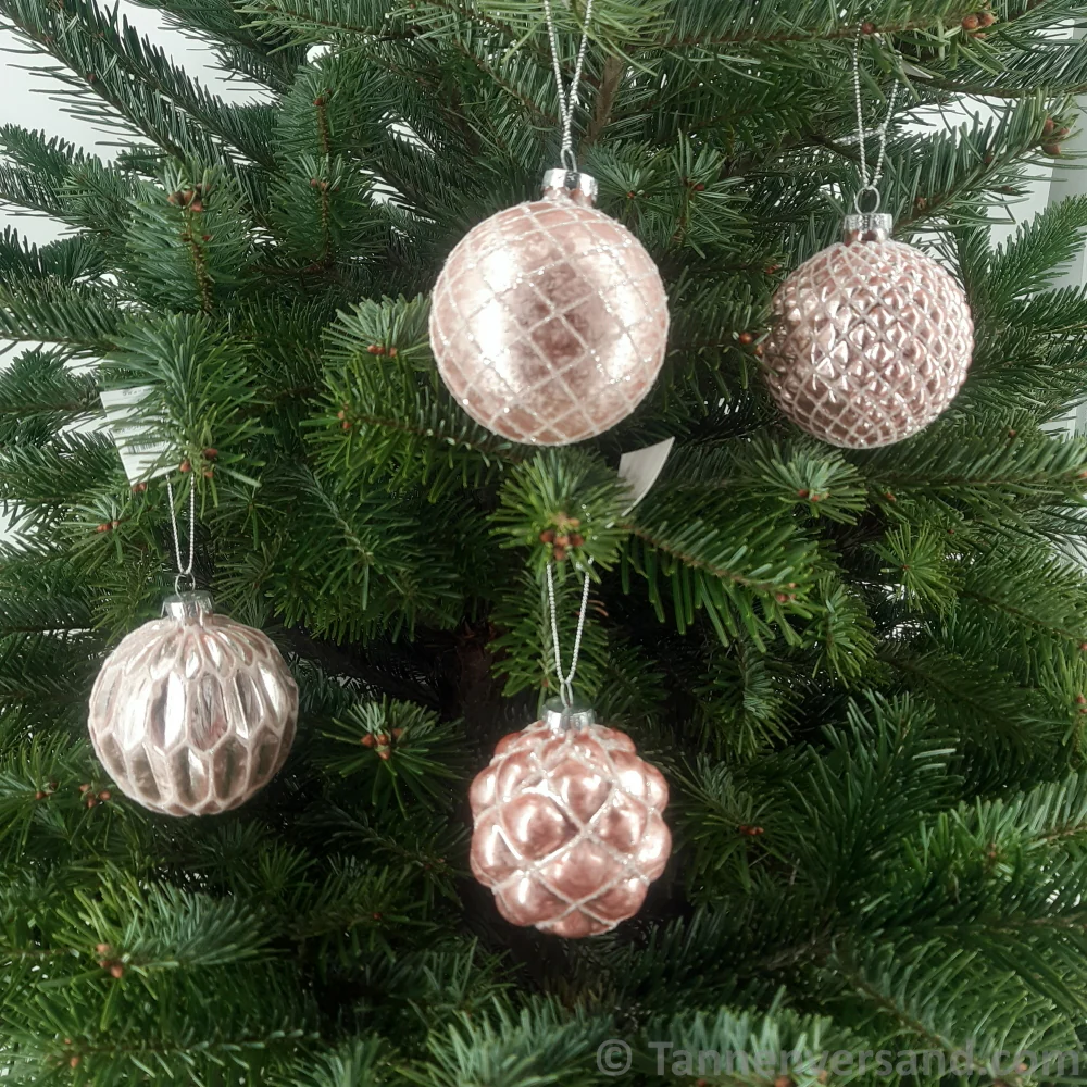 Weihnachtskugel aus Glas Pink Silber 8 cm 12er Set - Image 2