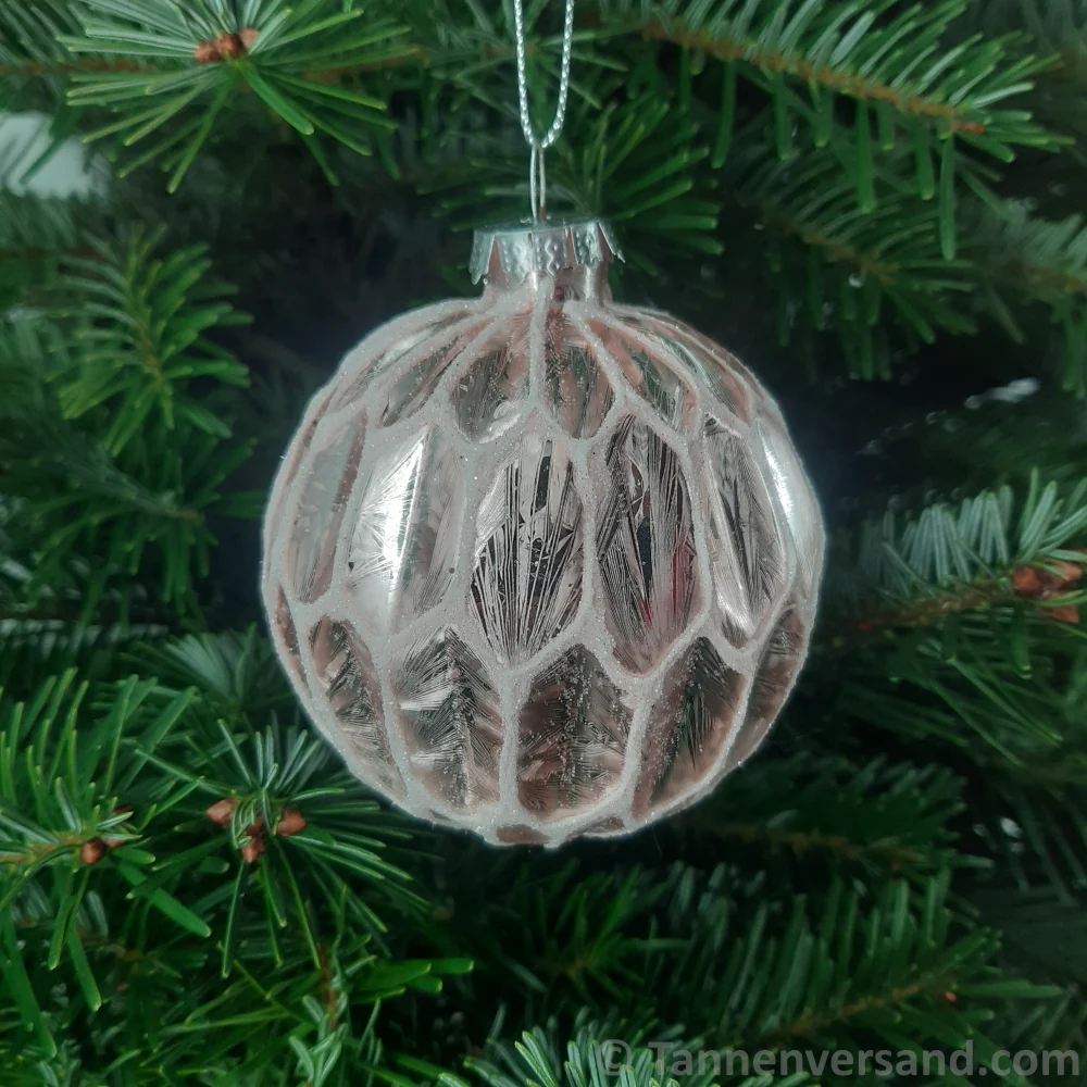 Weihnachtskugel aus Glas Pink Silber 8 cm 12er Set - Image 6