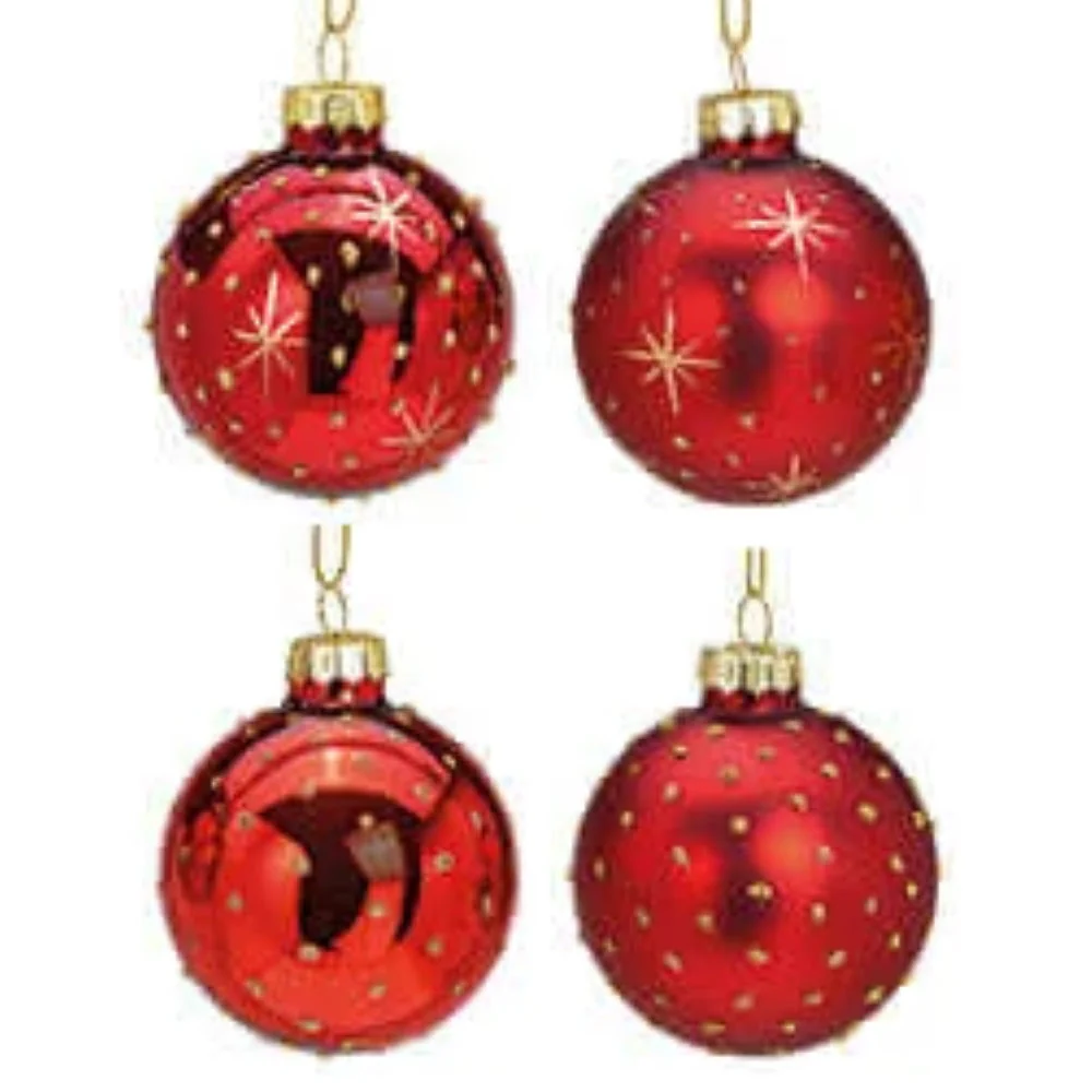 Weihnachtskugel aus Glas Rot Gold 6 cm 12er Set