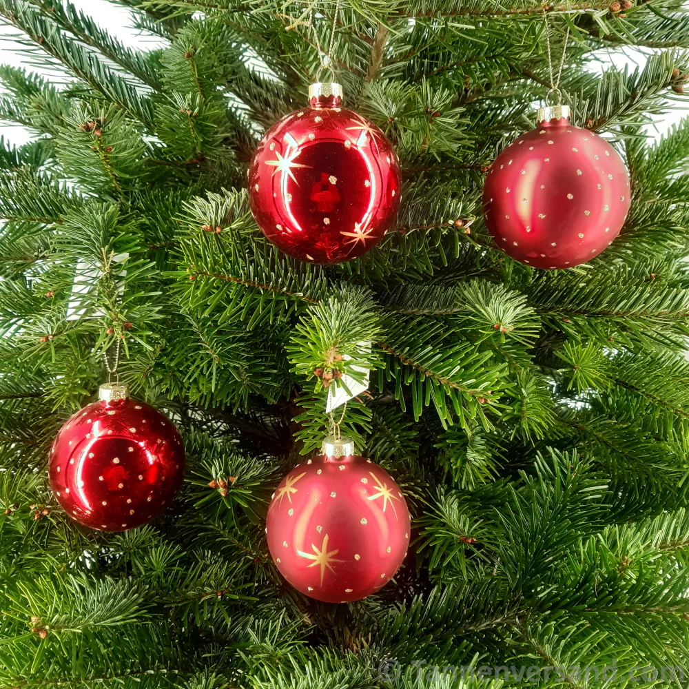 Weihnachtskugel aus Glas Rot Gold 8 cm 12er Set - Image 2