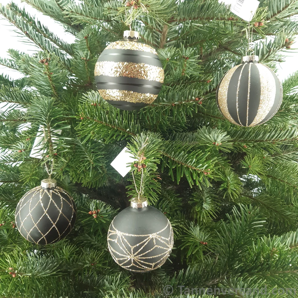 Weihnachtskugel aus Glas Schwarz Gold 8 cm 12er Set - Image 2