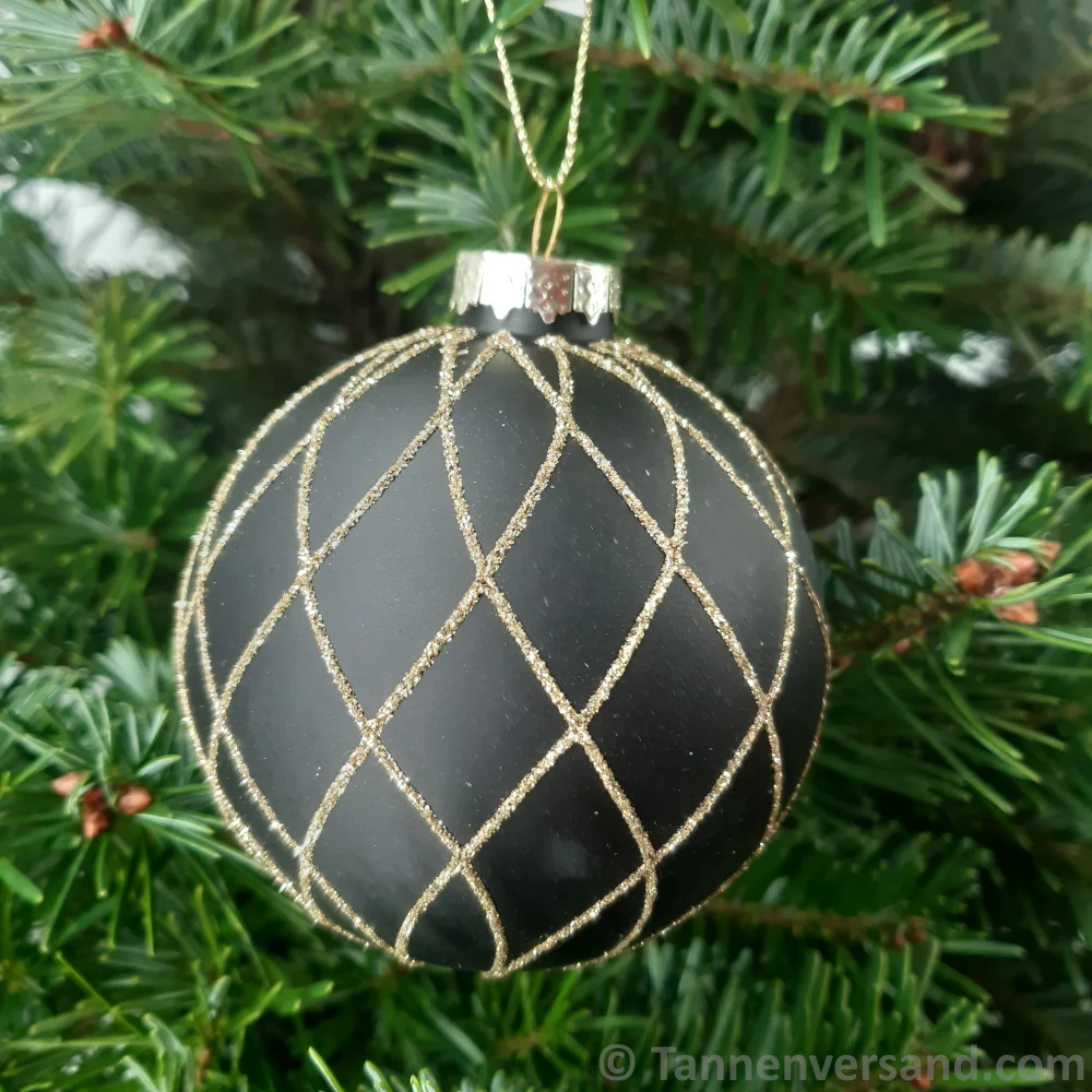 Weihnachtskugel aus Glas Schwarz Gold 8 cm 12er Set - Image 6