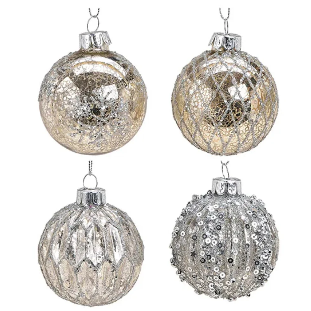 Weihnachtskugel aus Glas Silber 6 cm 12er Set