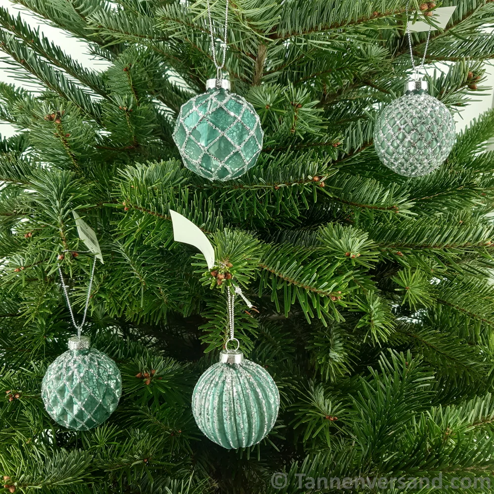 Weihnachtskugel aus Glas Türkis Silber 6 cm 12er Set - Image 2