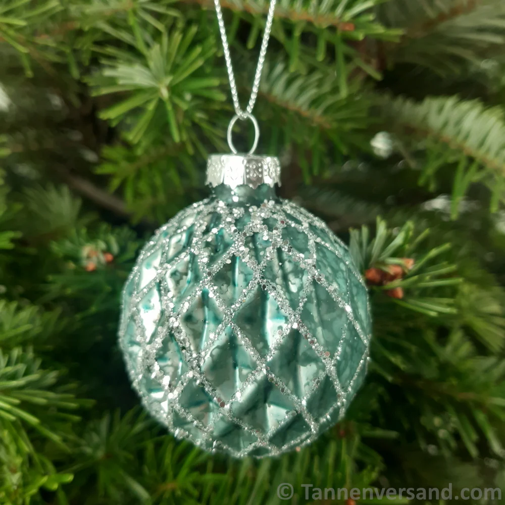 Weihnachtskugel aus Glas Türkis Silber 6 cm 12er Set - Image 6