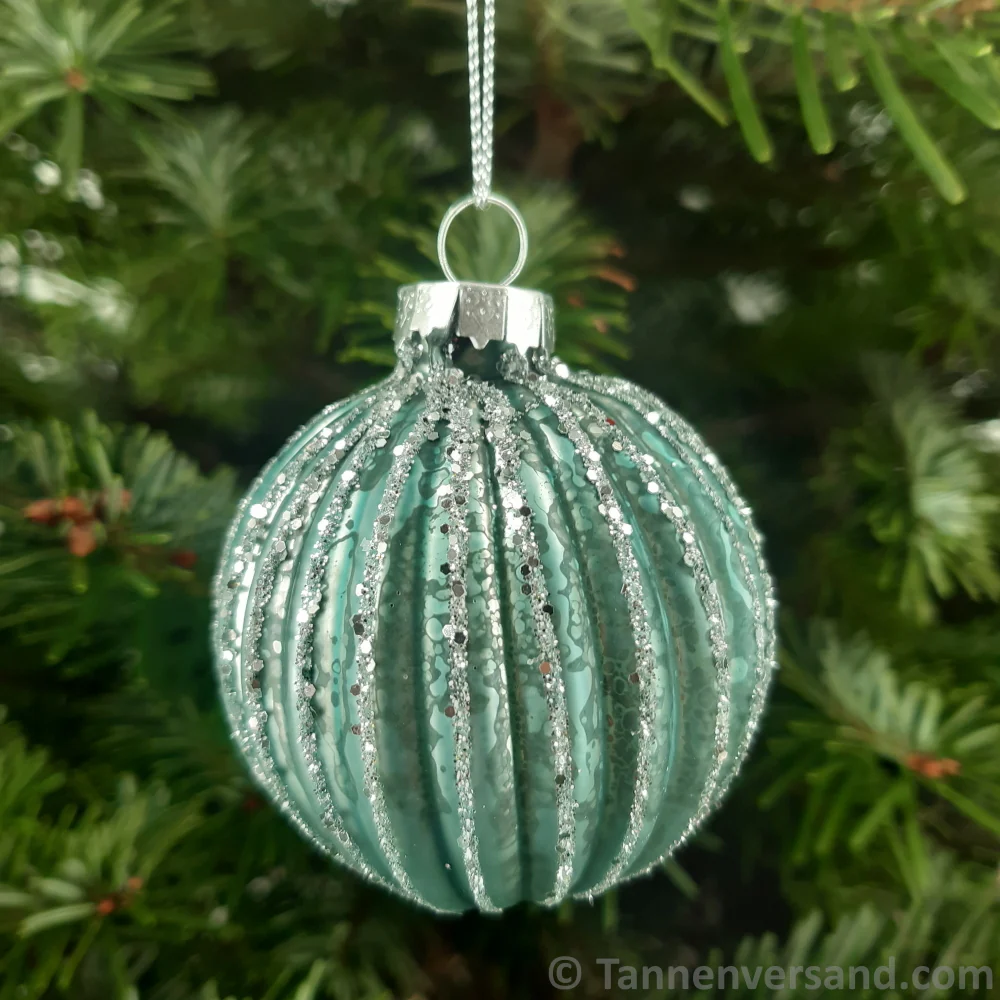 Weihnachtskugel aus Glas Türkis Silber 6 cm 12er Set - Image 7
