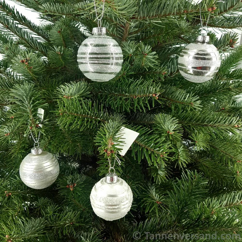 Weihnachtskugel aus Glas Weiß Silber 6 cm 12er Set - Image 2