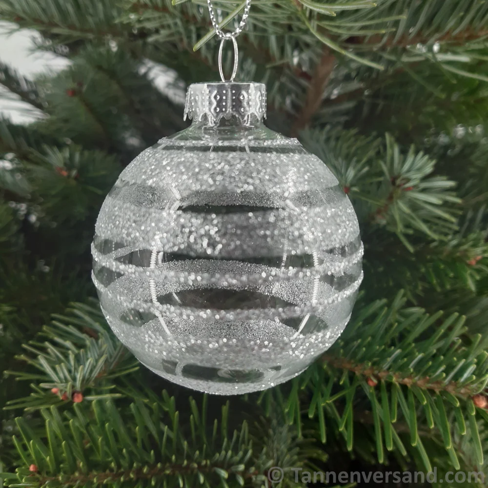 Weihnachtskugel aus Glas Weiß Silber 6 cm 12er Set - Image 5