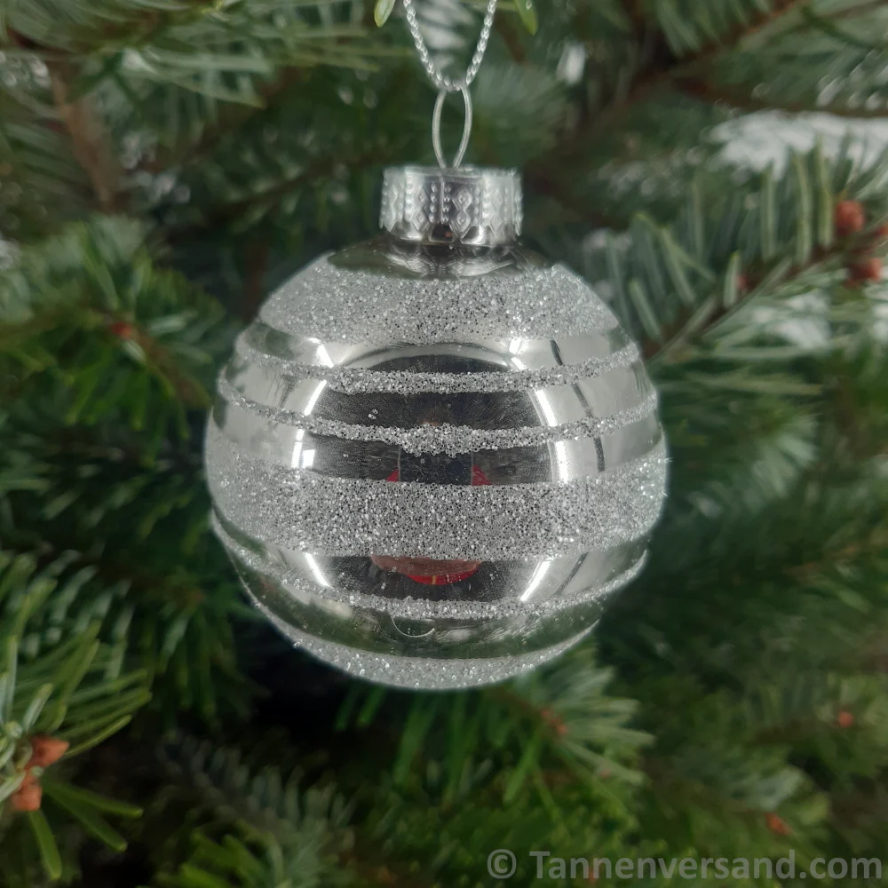 Weihnachtskugel aus Glas Weiß Silber 6 cm 12er Set - Image 6