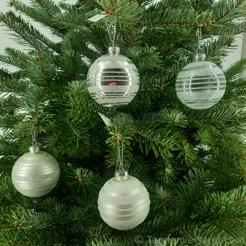 Weihnachtskugel aus Glas Weiß Silber 8 cm 12er Set - Image 2